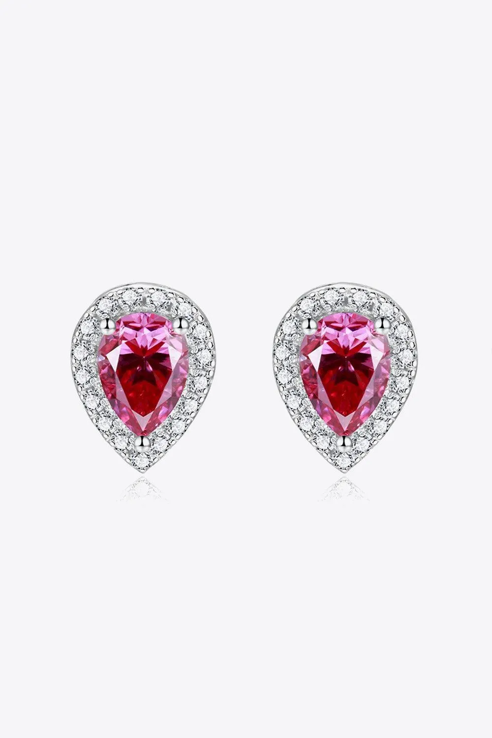 Hazel Blues® | 2 Carat Moissanite Teardrop Stud Earrings in Rose