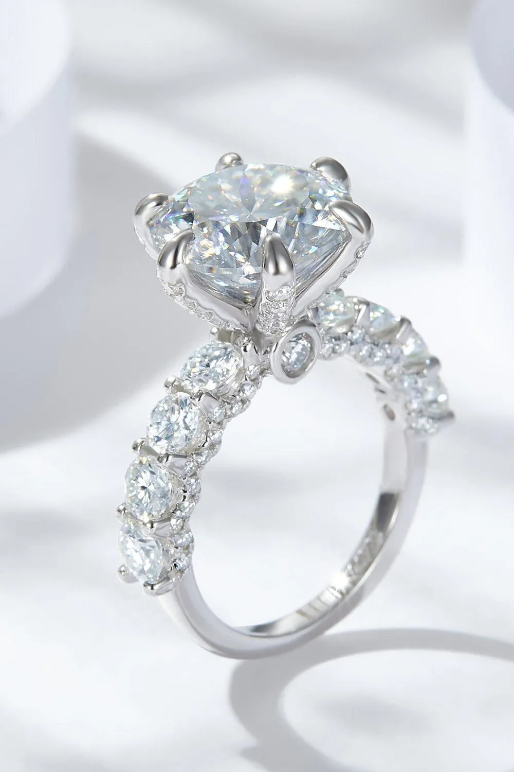 Hazel Blues® | 3-Carat Moissanite Platinum-Plated Side Stone Ring