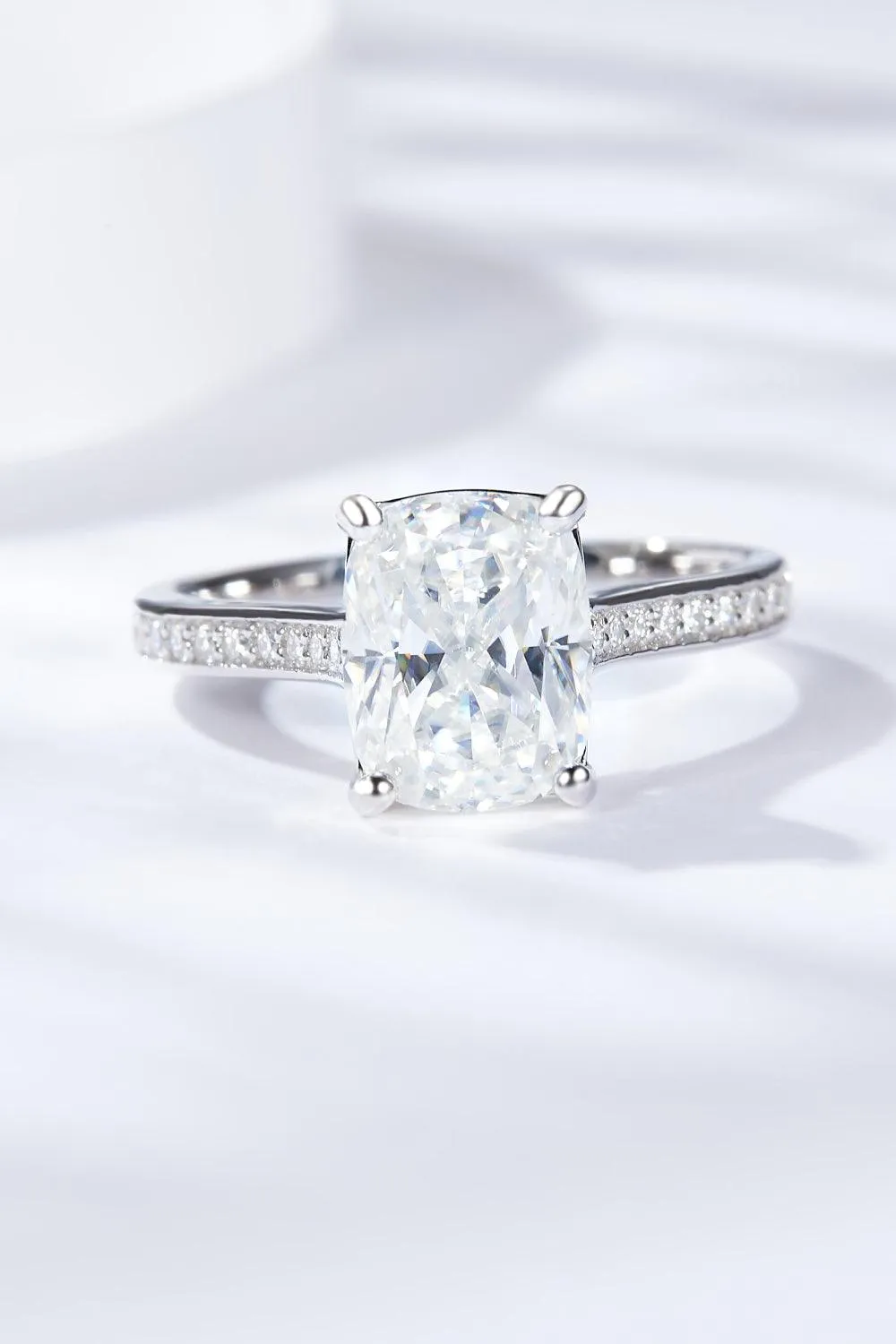 Hazel Blues® | 3 Carat Moissanite Platinum-Plated Side Stone Ring