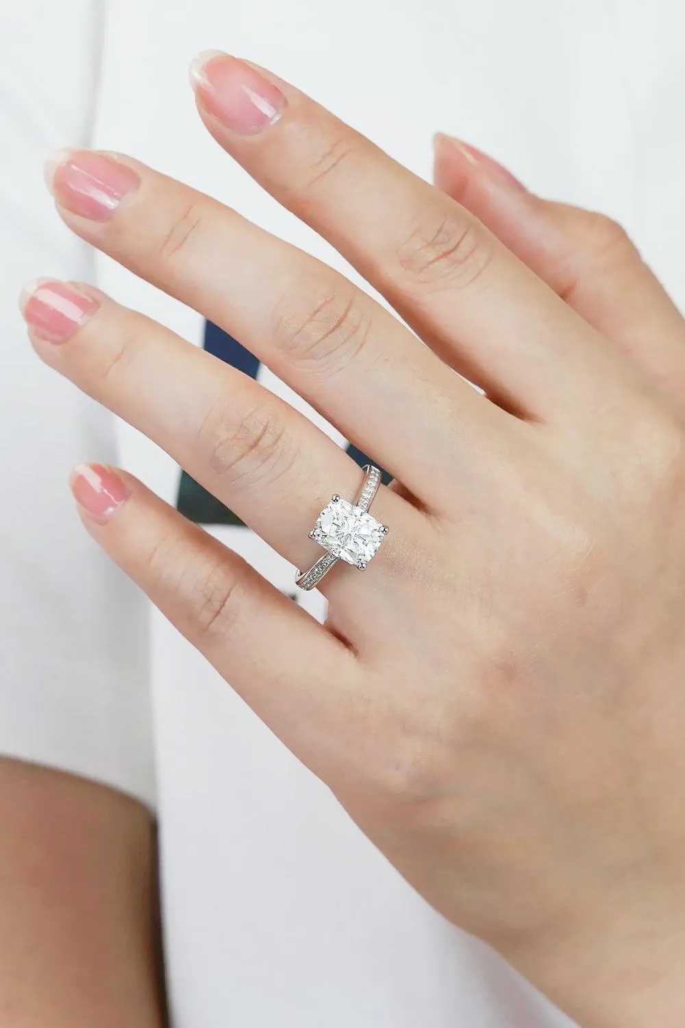 Hazel Blues® | 3 Carat Moissanite Platinum-Plated Side Stone Ring