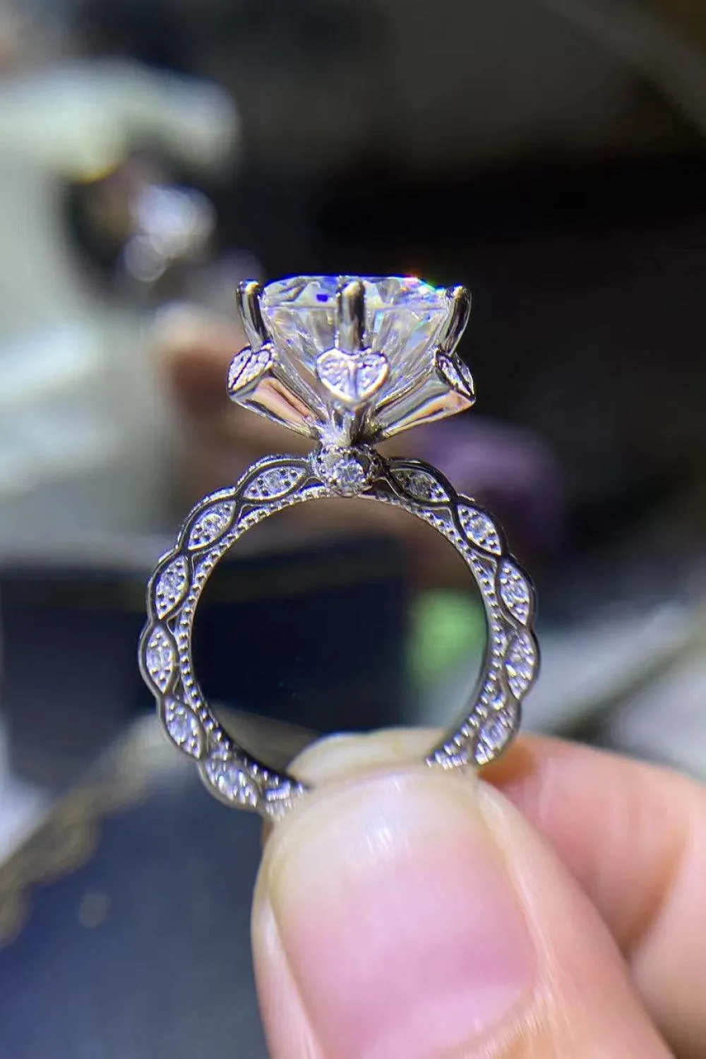 Hazel Blues® | 5 Carat Moissanite Heart 925 Sterling Silver Ring