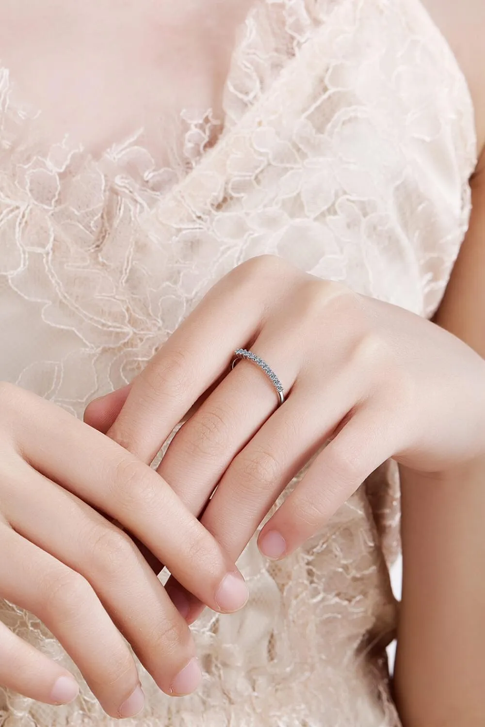 Hazel Blues® | 925 Sterling Silver Inlaid Moissanite Polished Ring