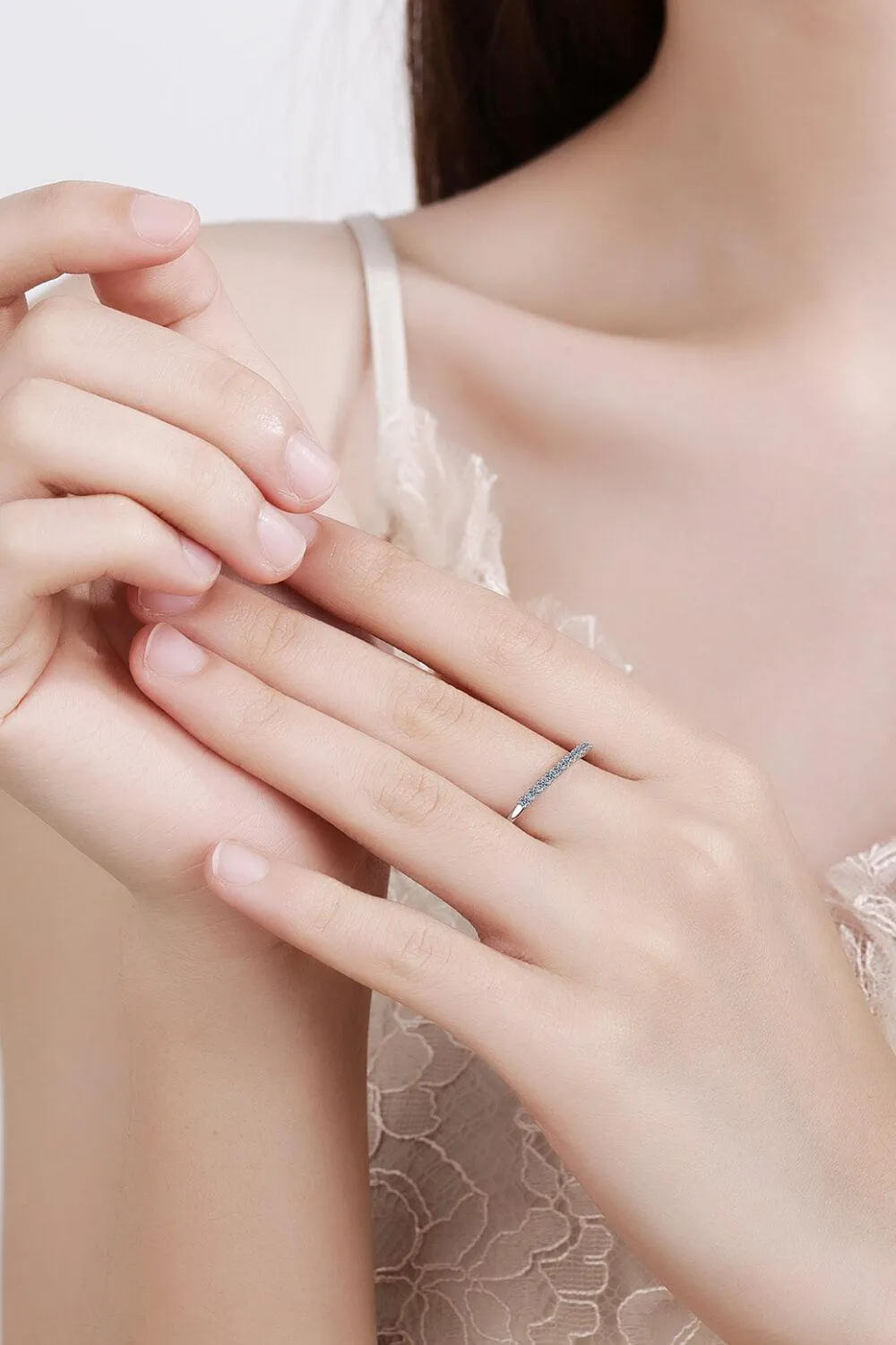 Hazel Blues® | 925 Sterling Silver Inlaid Moissanite Polished Ring