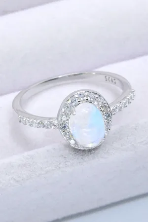 Hazel Blues® | 925 Sterling Silver Natural Moonstone Halo Ring