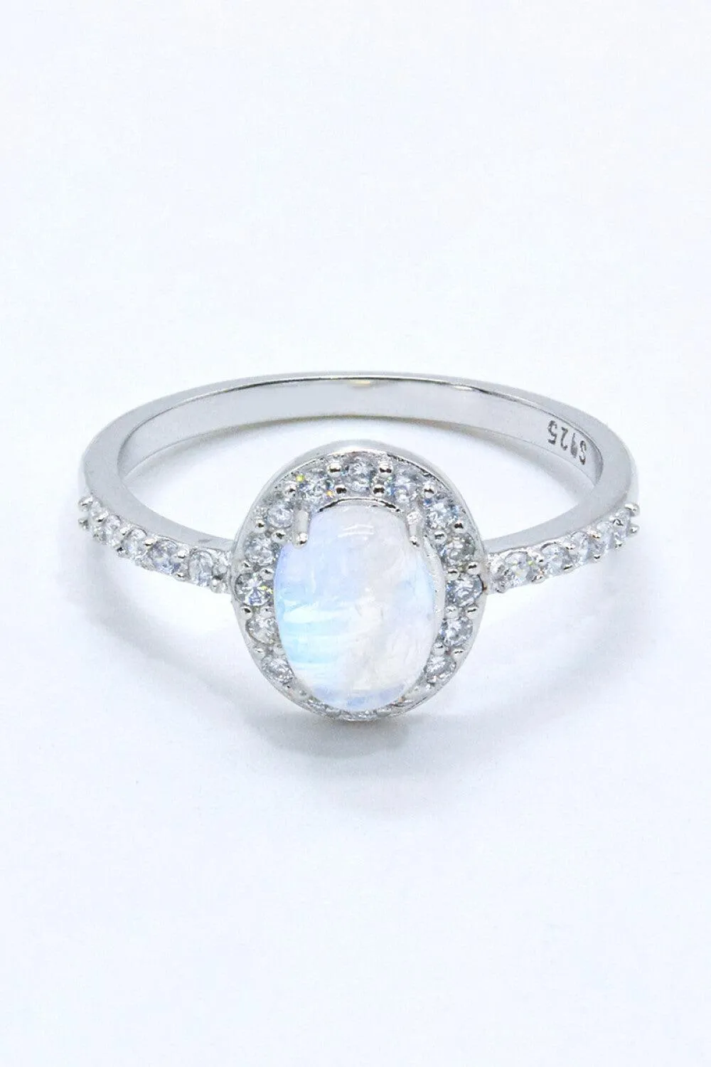 Hazel Blues® | 925 Sterling Silver Natural Moonstone Halo Ring