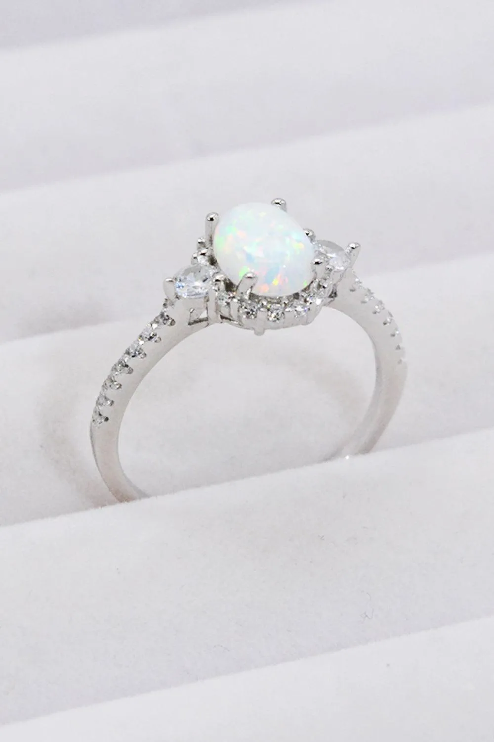 Hazel Blues® | 925 Sterling Silver Platinum-Plated Opal Ring
