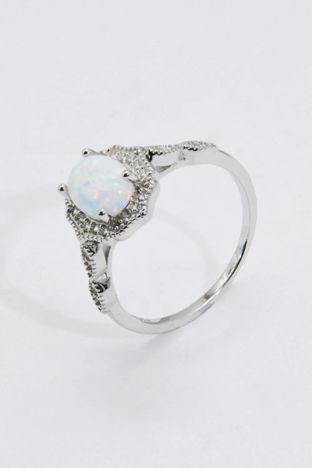 Hazel Blues® | 925 Sterling Silver Platinum-Plated Opal Ring
