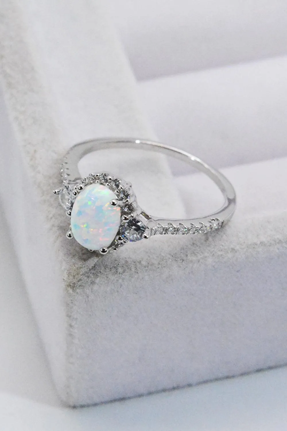 Hazel Blues® | 925 Sterling Silver Platinum-Plated Opal Ring