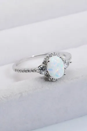 Hazel Blues® | 925 Sterling Silver Platinum-Plated Opal Ring