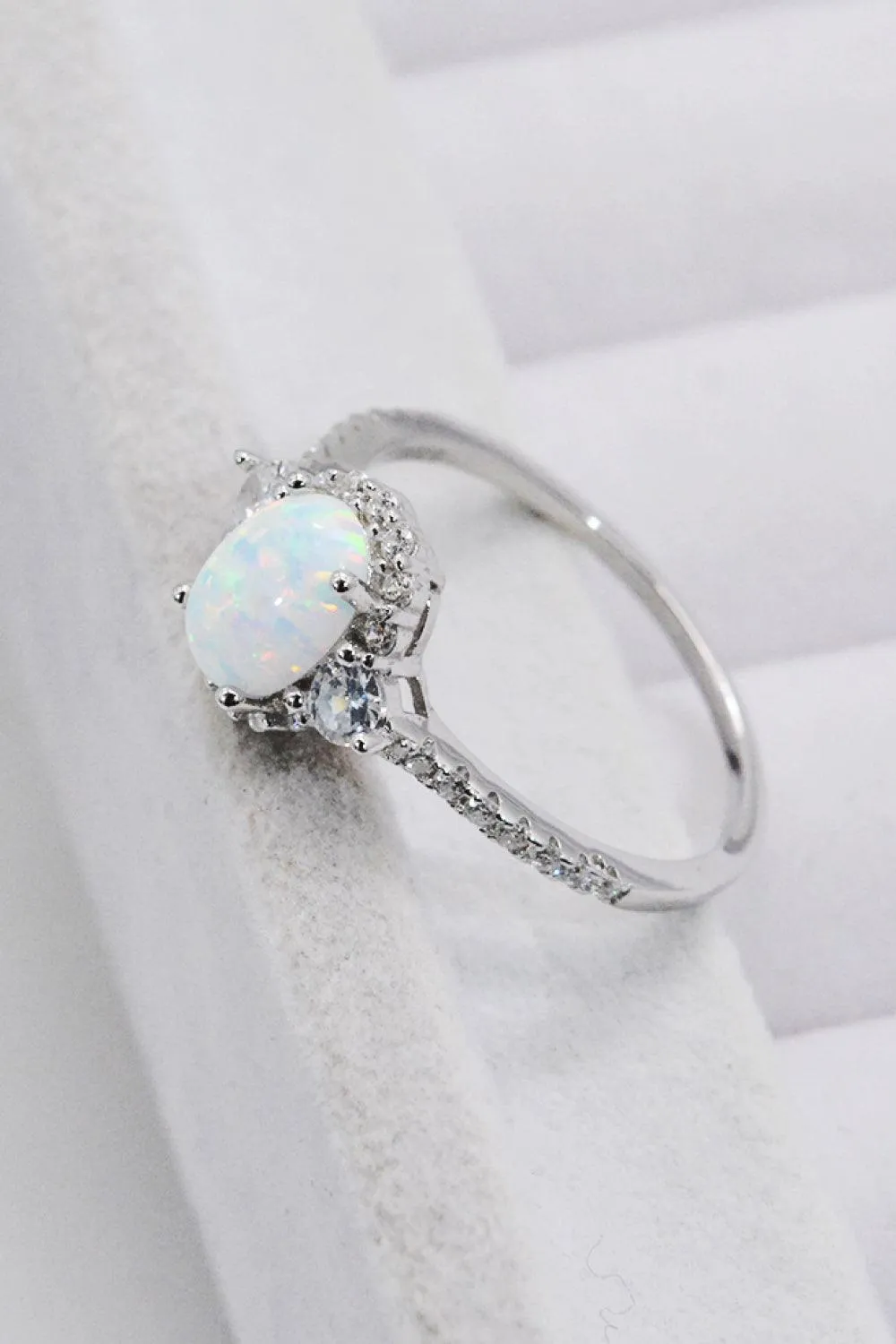 Hazel Blues® | 925 Sterling Silver Platinum-Plated Opal Ring