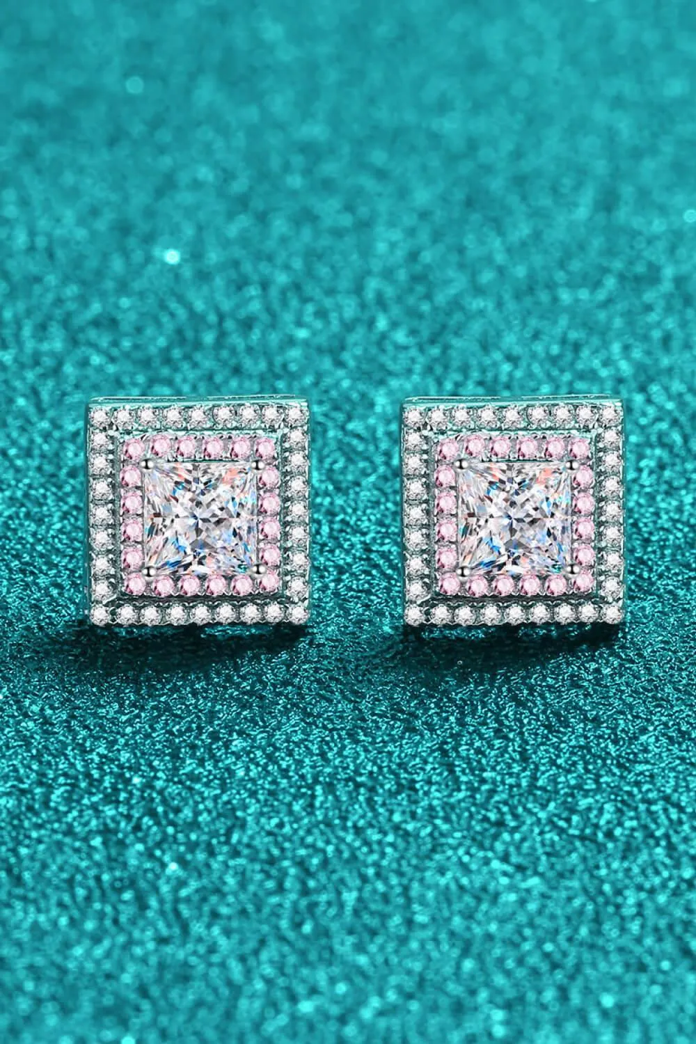 Hazel Blues® | Moissanite Square Stud Earrings