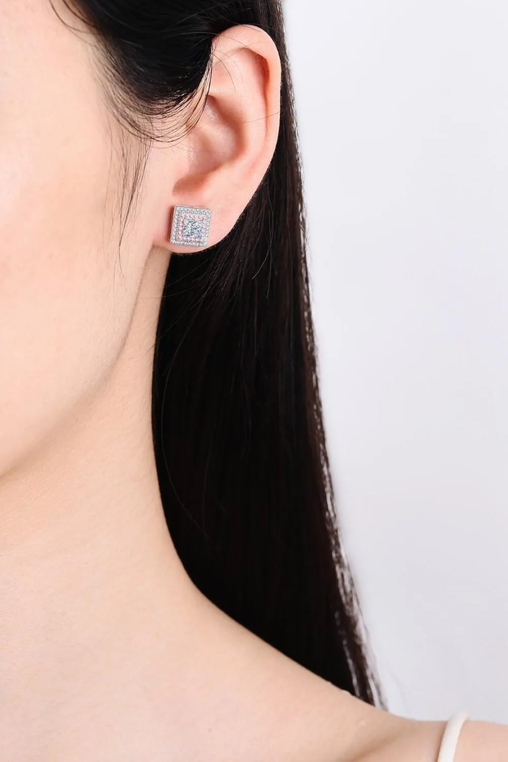 Hazel Blues® | Moissanite Square Stud Earrings