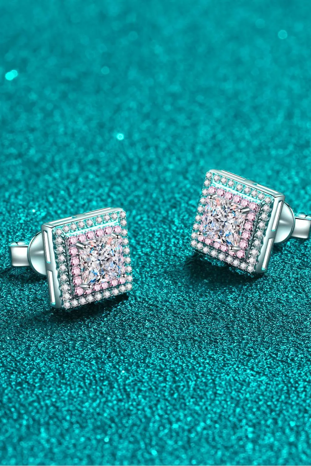 Hazel Blues® | Moissanite Square Stud Earrings