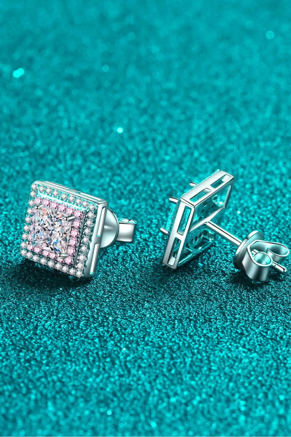 Hazel Blues® | Moissanite Square Stud Earrings