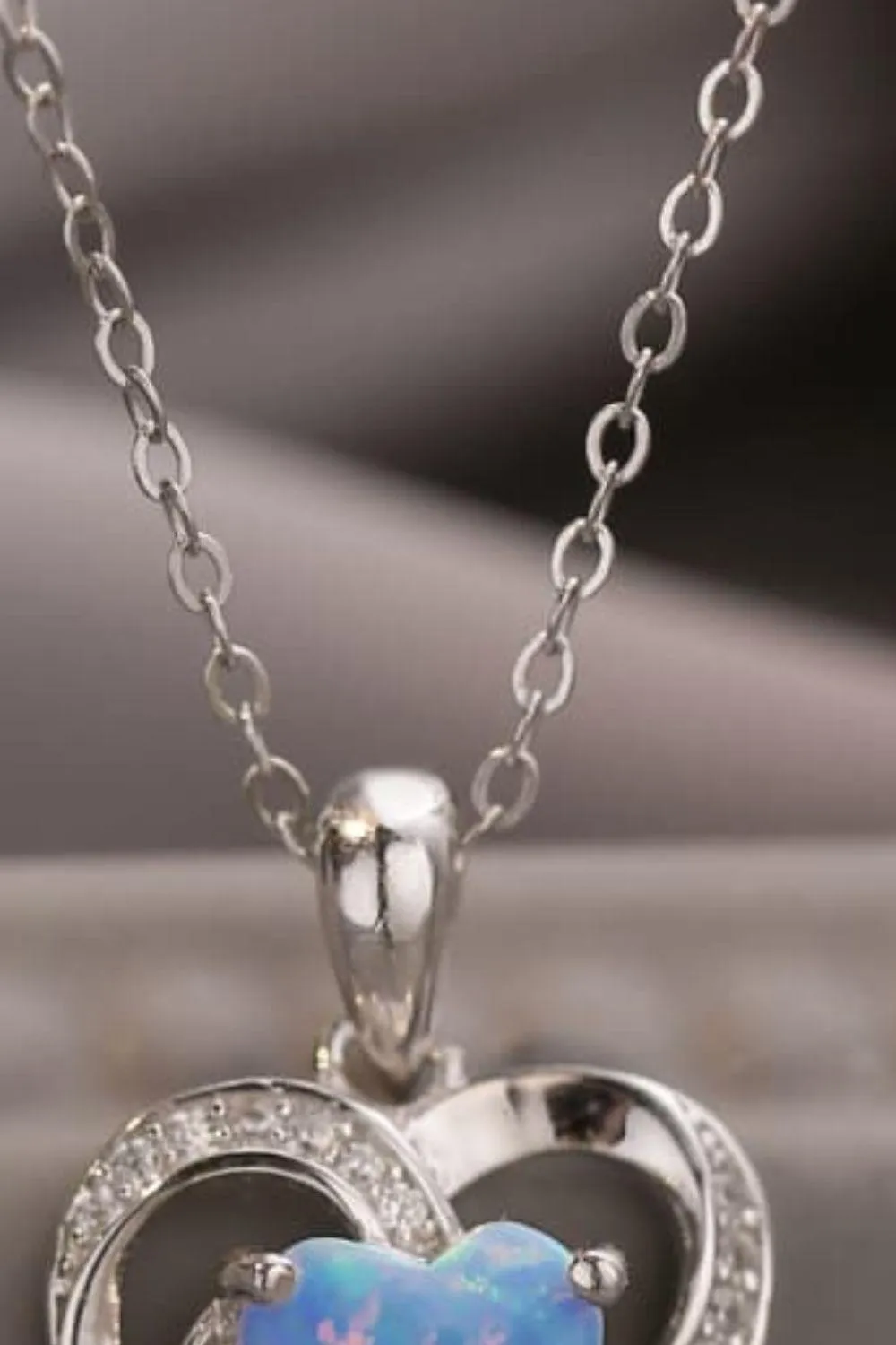 Hazel Blues® |  Opal Heart Pendant Necklace