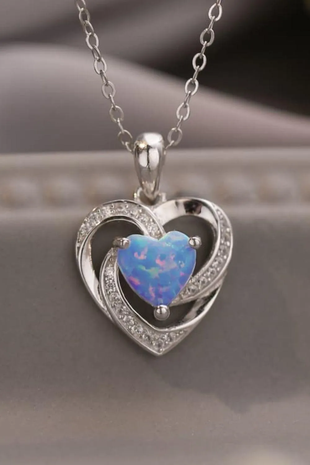 Hazel Blues® |  Opal Heart Pendant Necklace