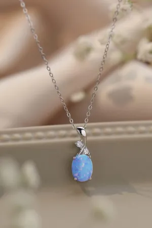 Hazel Blues® |  Opal Oval Pendant Chain Necklace