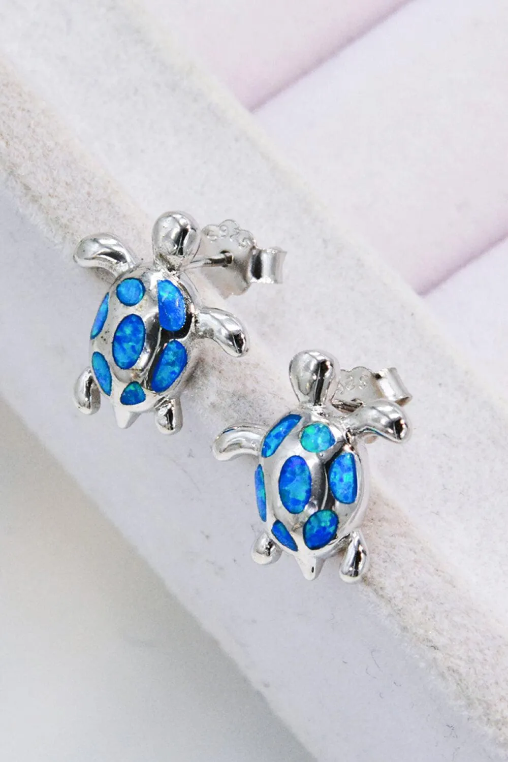 Hazel Blues® | Opal Turtle Platinum-Plated Stud Earrings