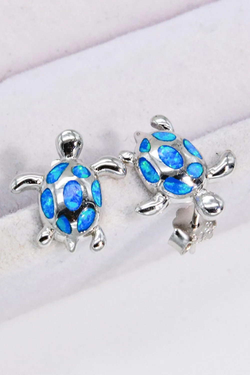 Hazel Blues® | Opal Turtle Platinum-Plated Stud Earrings