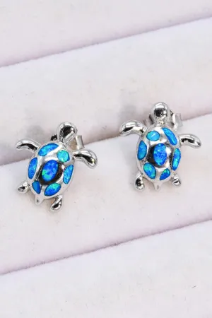 Hazel Blues® | Opal Turtle Platinum-Plated Stud Earrings