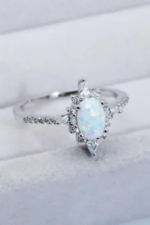 Hazel Blues® | Platinum-Plated Opal and Zircon Ring