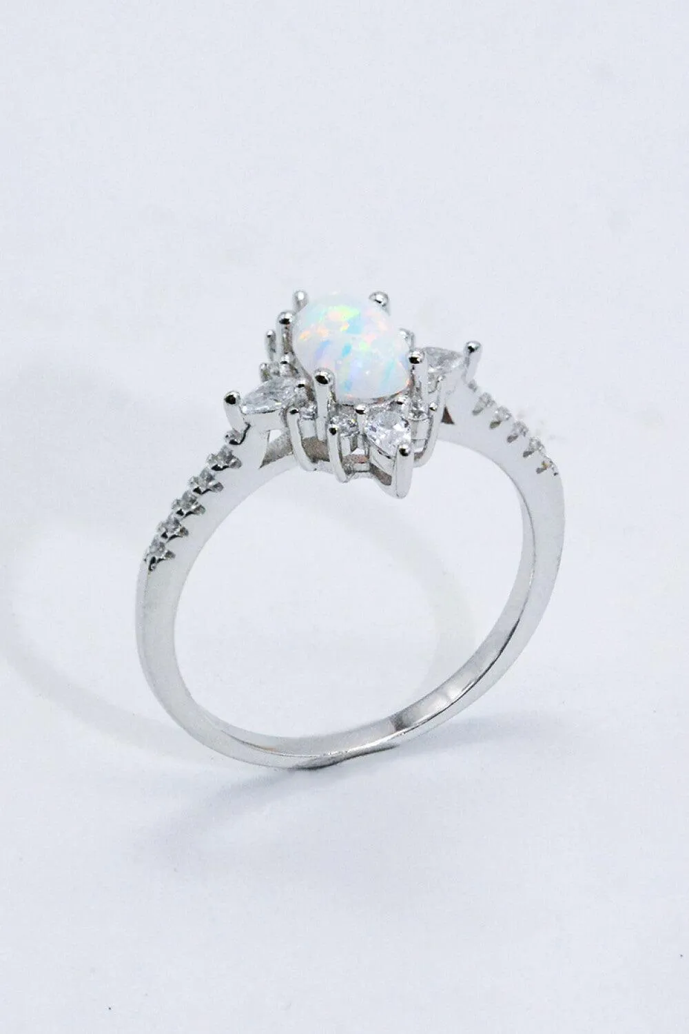 Hazel Blues® | Platinum-Plated Opal and Zircon Ring