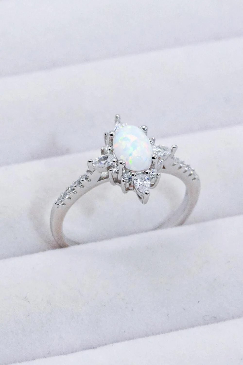 Hazel Blues® | Platinum-Plated Opal and Zircon Ring