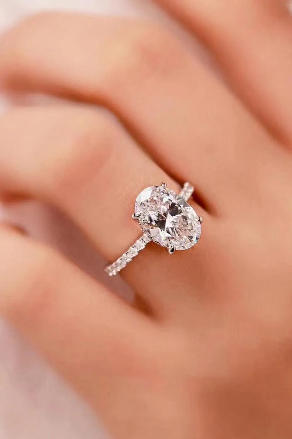 Hazel Blues® | Platinum-Plated Side Stone 2 Carat Moissanite Ring