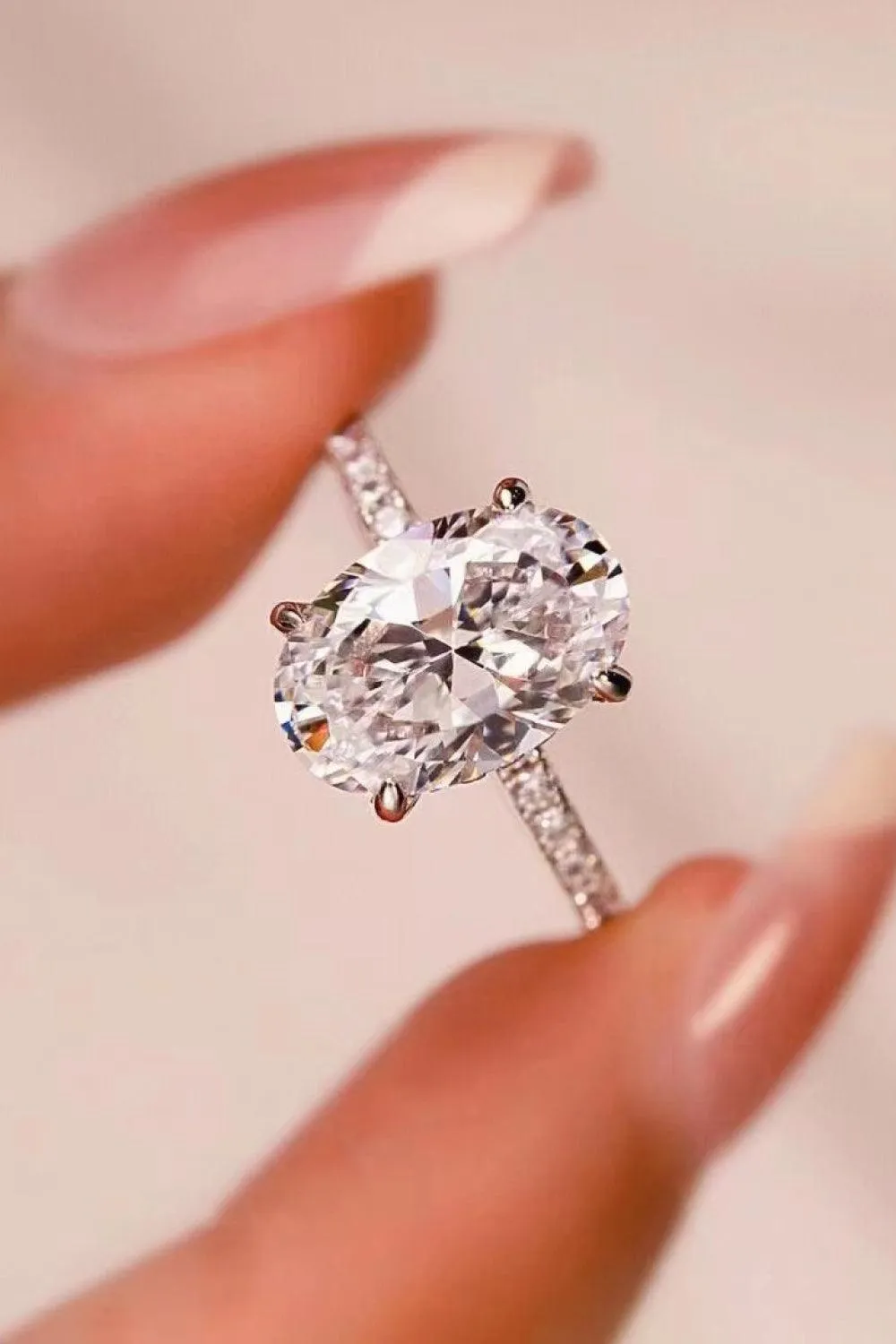 Hazel Blues® | Platinum-Plated Side Stone 2 Carat Moissanite Ring