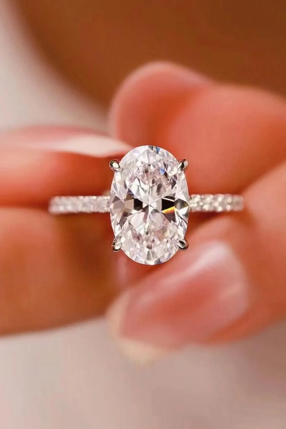 Hazel Blues® | Platinum-Plated Side Stone 2 Carat Moissanite Ring