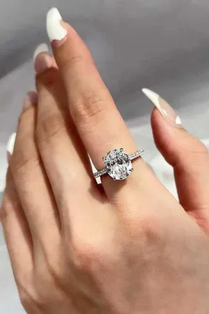Hazel Blues® | Platinum-Plated Side Stone 2 Carat Moissanite Ring
