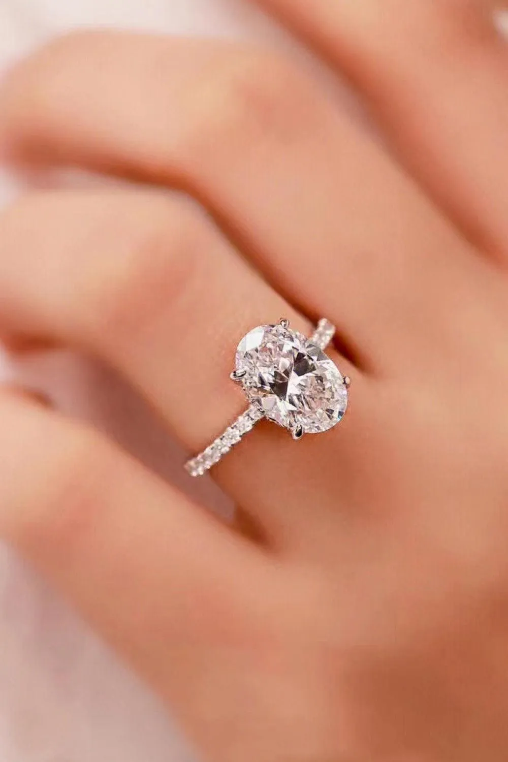 Hazel Blues® | Platinum-Plated Side Stone 2 Carat Moissanite Ring