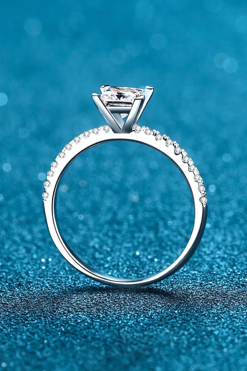 Hazel Blues® | Rhodium-Plated 2 Carat Moissanite Four-Prong Ring