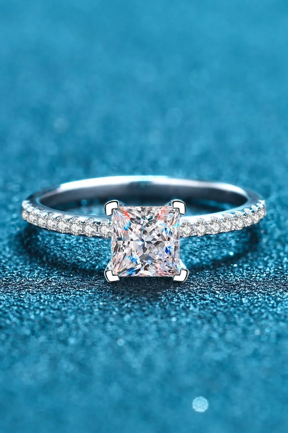 Hazel Blues® | Rhodium-Plated 2 Carat Moissanite Four-Prong Ring