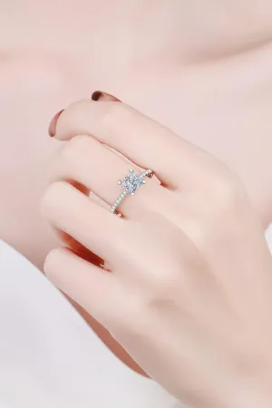 Hazel Blues® | Rhodium-Plated 2 Carat Moissanite Four-Prong Ring