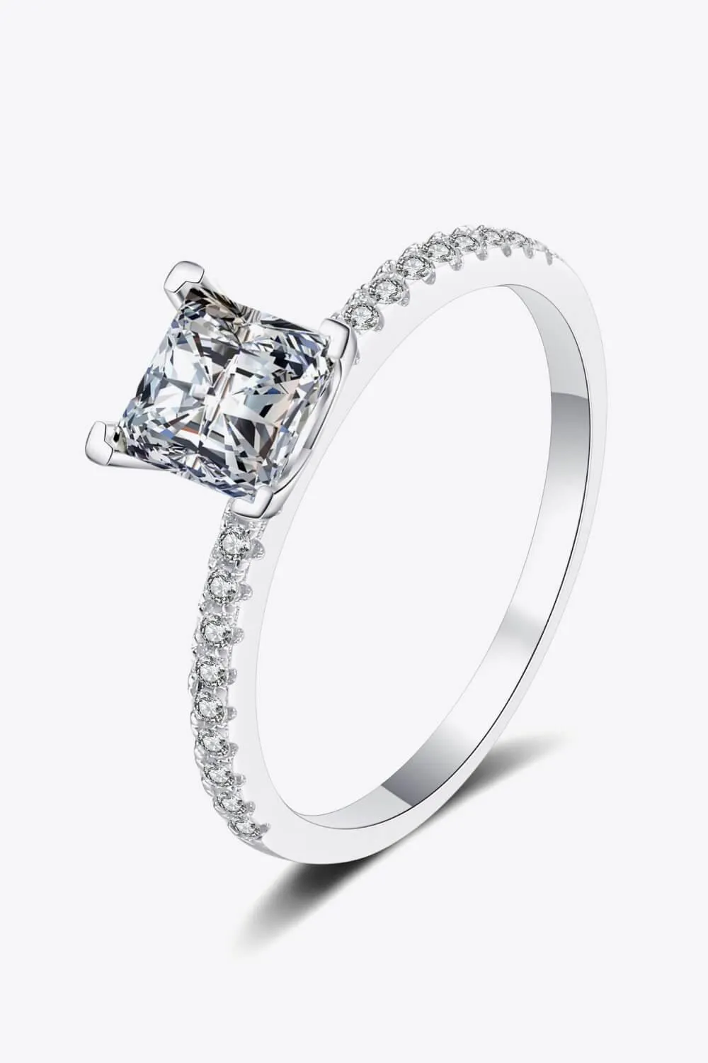 Hazel Blues® | Rhodium-Plated 2 Carat Moissanite Four-Prong Ring