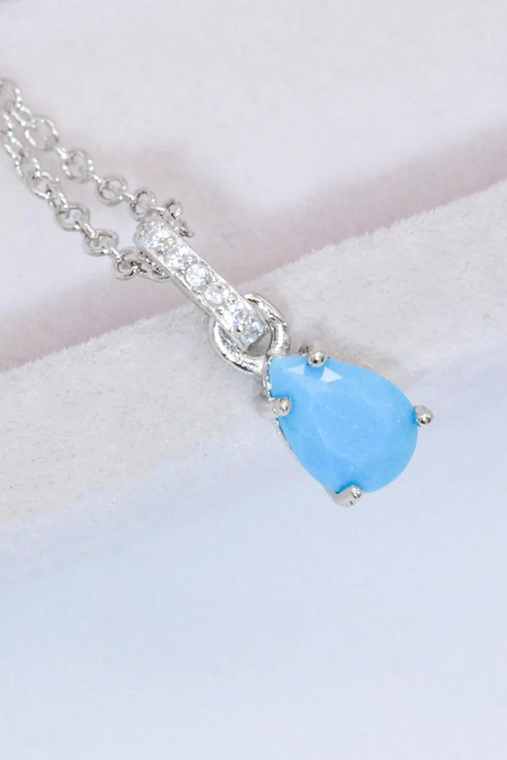 Hazel Blues® | Teardrop Turquoise 4-Prong Pendant Necklace