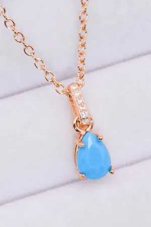 Hazel Blues® | Teardrop Turquoise 4-Prong Pendant Necklace