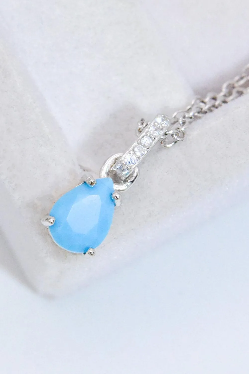 Hazel Blues® | Teardrop Turquoise 4-Prong Pendant Necklace