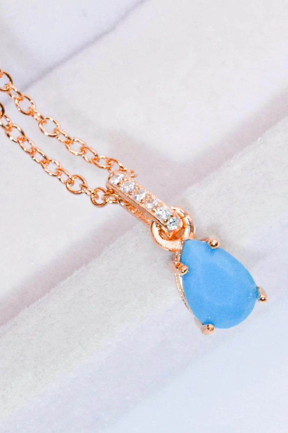 Hazel Blues® | Teardrop Turquoise 4-Prong Pendant Necklace