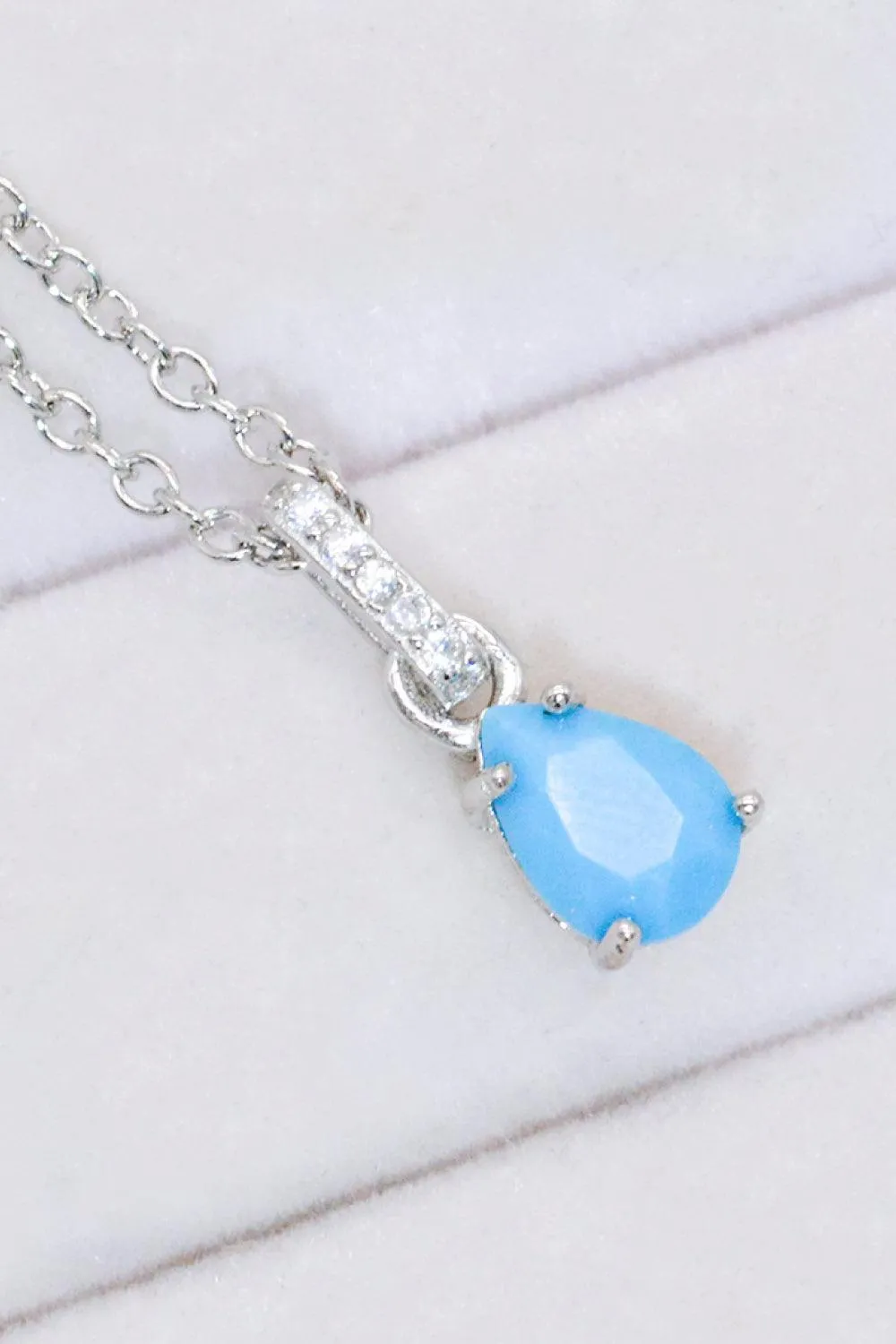 Hazel Blues® | Teardrop Turquoise 4-Prong Pendant Necklace