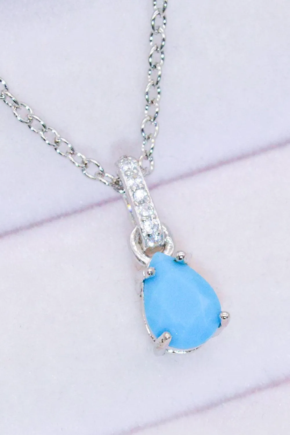 Hazel Blues® | Teardrop Turquoise 4-Prong Pendant Necklace