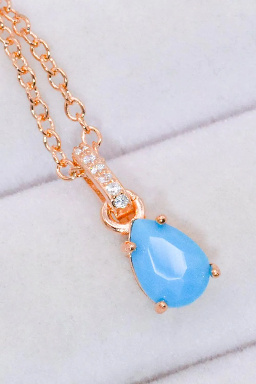 Hazel Blues® | Teardrop Turquoise 4-Prong Pendant Necklace