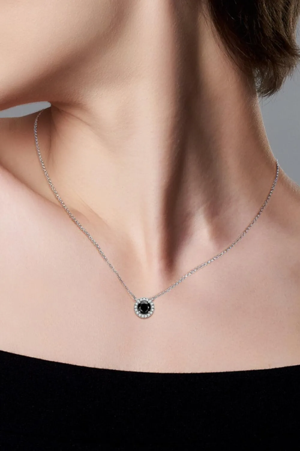 Hazel Blues® | Two-Tone 1 Carat Moissanite Round Pendant Necklace