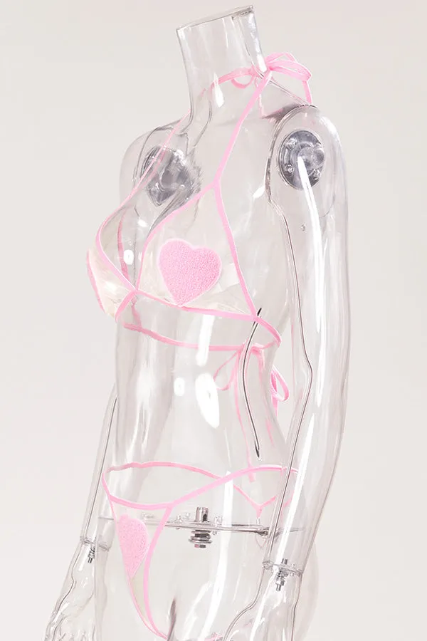 Heart Halter-Neck Bra & G-String Set
