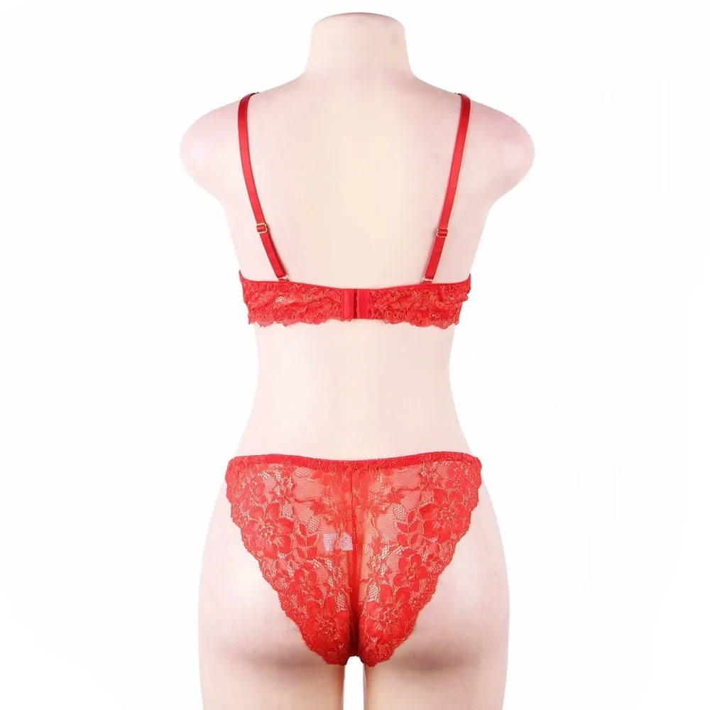 High Quality Beautiful Lingerie Egypt Lace Bra Set With Steel Ring