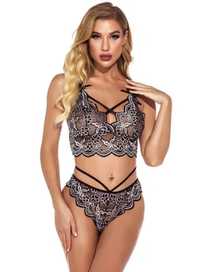 High Quality Lace Cross Strap Decoration Sexy Bra Set Egypt