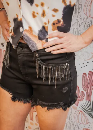 High Rise Rhinestone Shorts