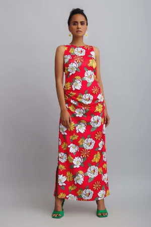 Hisbiscus Printed Ruched Dress
