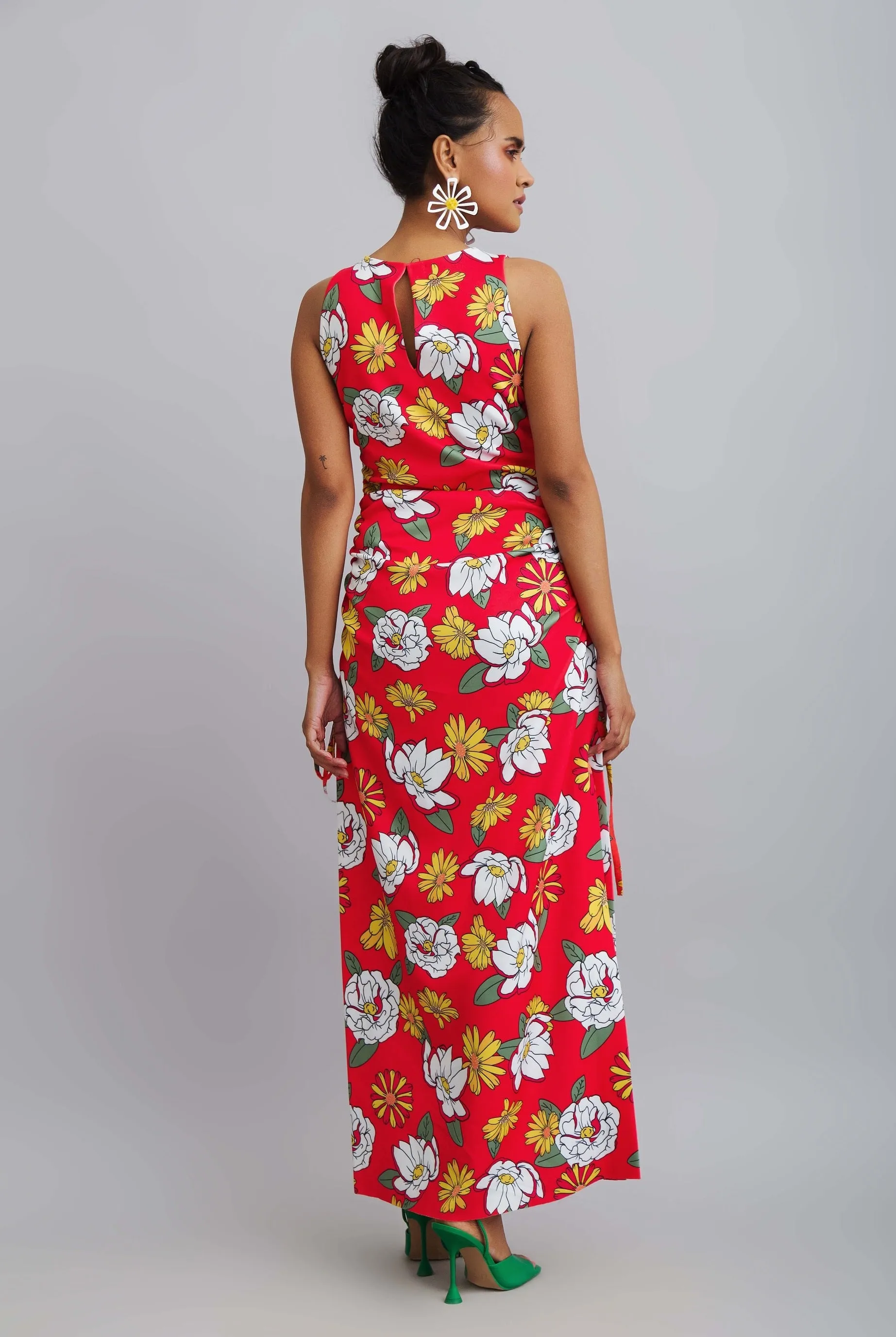 Hisbiscus Printed Ruched Dress